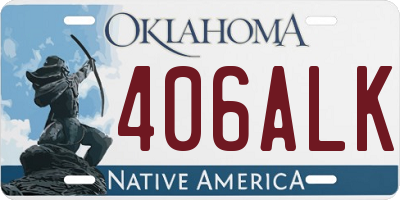 OK license plate 406ALK