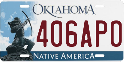 OK license plate 406APO