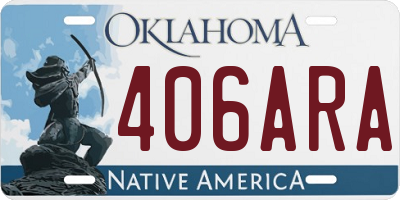 OK license plate 406ARA