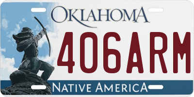 OK license plate 406ARM