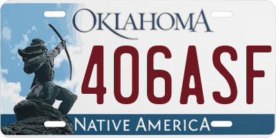 OK license plate 406ASF