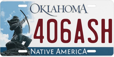 OK license plate 406ASH
