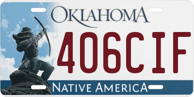 OK license plate 406CIF