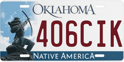 OK license plate 406CIK