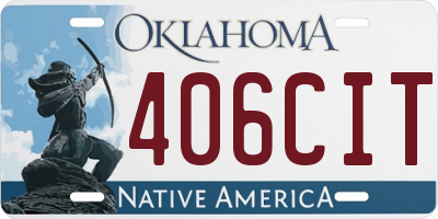 OK license plate 406CIT