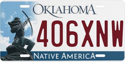 OK license plate 406XNW