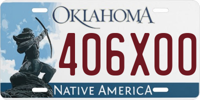 OK license plate 406XOO