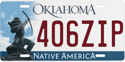 OK license plate 406ZIP