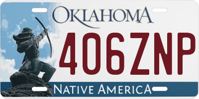 OK license plate 406ZNP