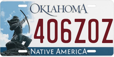 OK license plate 406ZOZ