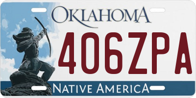 OK license plate 406ZPA