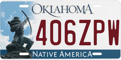 OK license plate 406ZPW