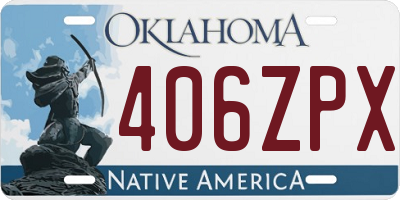 OK license plate 406ZPX