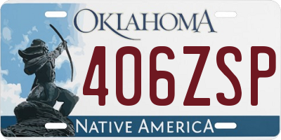 OK license plate 406ZSP
