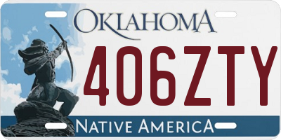 OK license plate 406ZTY