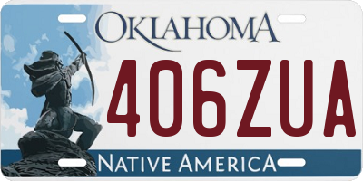 OK license plate 406ZUA