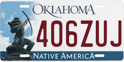 OK license plate 406ZUJ