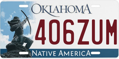 OK license plate 406ZUM