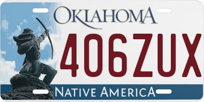 OK license plate 406ZUX