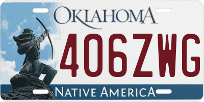 OK license plate 406ZWG