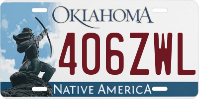 OK license plate 406ZWL