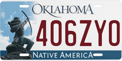 OK license plate 406ZYO