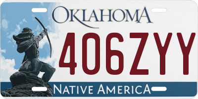 OK license plate 406ZYY