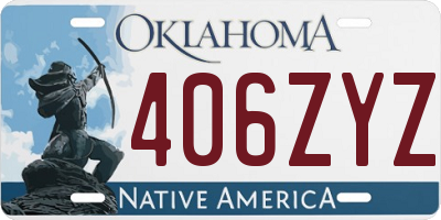 OK license plate 406ZYZ