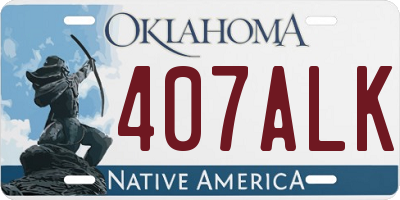 OK license plate 407ALK