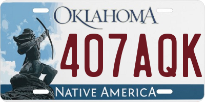 OK license plate 407AQK