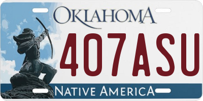 OK license plate 407ASU