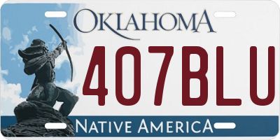 OK license plate 407BLU