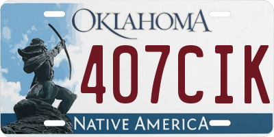 OK license plate 407CIK
