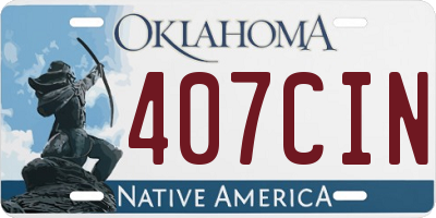 OK license plate 407CIN