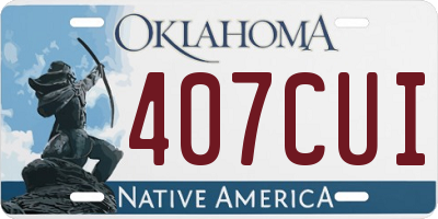 OK license plate 407CUI