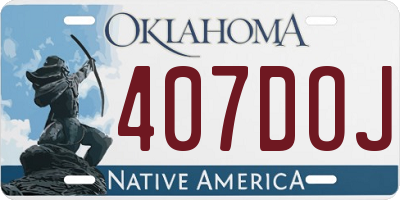 OK license plate 407DOJ