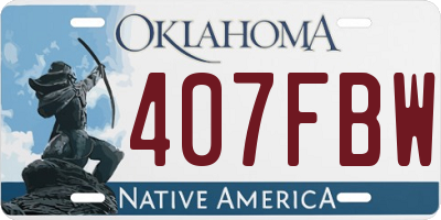 OK license plate 407FBW