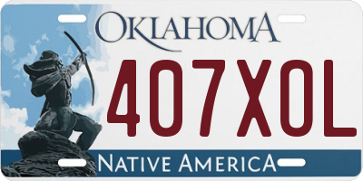 OK license plate 407XOL