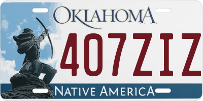 OK license plate 407ZIZ