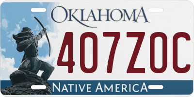 OK license plate 407ZOC