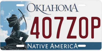 OK license plate 407ZOP