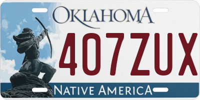 OK license plate 407ZUX