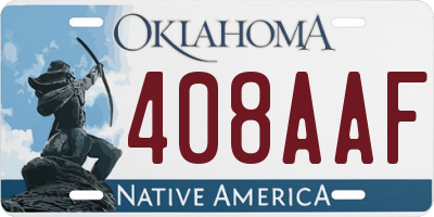 OK license plate 408AAF