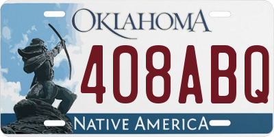 OK license plate 408ABQ
