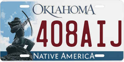 OK license plate 408AIJ