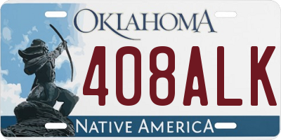 OK license plate 408ALK