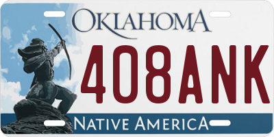 OK license plate 408ANK