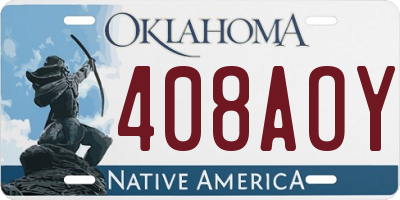 OK license plate 408AOY
