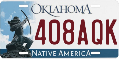 OK license plate 408AQK