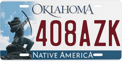 OK license plate 408AZK